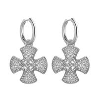VASSAGO Orecchini Croce Celtica in Acciaio Inossidabile | Nodo celtico vintage e orecchini drop Triquetra della Trinità, amuleto irlandese portafortuna, gioielli stregoneria regalo