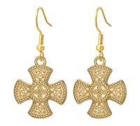 VASSAGO Orecchini Croce Celtica in Acciaio Inossidabile | Nodo celtico vintage e orecchini drop Triquetra della Trinità, amuleto irlandese portafortuna, gioielli stregoneria regalo