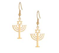 VASSAGO Orecchini Hanukkah da donna Ebraica Menorah orecchini pendente stella di David con candela orecchini a goccia Chanukah gioielli regali (Oro)
