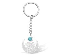 VASSAGO Portachiavi A Forma Di Fiore Di Loto Da Donna Unalome Lotus Moon Portachiavi Buddha Guarigione Spirituale Yoga Meditazione Gioielli (Argento 1)