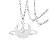VASSAGO Saturno, collana da uomo e donna, in acciaio inox, con motivo a stelle di luna, per adolescenti, amici, compleanno, anniversario, gioielli, regalo, taglia unica, in acciaio inox, no, misura