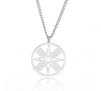 VASSAGO Sigillo di Shamash Simbolo Ciondolo Collana Sole Dio Ciondolo Collana Alla Moda Simbolo Sole Collana per Uomini Donne Gioielli In Acciaio Inox Regalo, Acciaio inossidabile