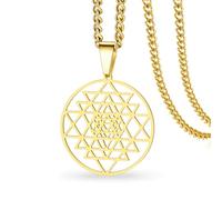 VASSAGO Sri Yantra Chakra Collana per donne e uomini collana Shri Yantra fatta a mano ciondolo geometria sacra simbolo induismo amuleto yoga meditazione energia spirituale religione gioielli, Acciaio