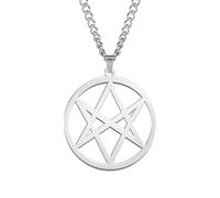 VASSAGO Thelema - Collana con ciondolo a forma di stella a 6 punte in acciaio inox, con esagramma magico, con simbolo dell'amuleto spirituale, gioielli per uomo