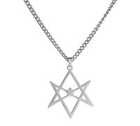 VASSAGO Thelema - Collana con ciondolo a forma di stella a 6 punte, in acciaio inox, con simbolo unicursale, simbolo esagonale, stile vintage, regalo per uomini e donne, M, in acciaio inossidabile,