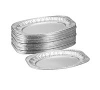 Relaxdays Servierplatten Alu 40er Vassoi in Alluminio, Set da 40 Vaschette, LxP: 35 x 24 cm, Contenitori Ovali per Grigliate e Barbecue, Argento