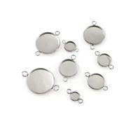 Vassoi con ciondolo con lunetta, in acciaio inox da 6 mm, rotondi, per la creazione di gioielli, collana fai da te, orecchini pratici e abili