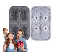 Vassoi coperti | Stampo in silicone a 4 fori a forma di bulldog francese, stampo per whisky con coperchio per festa del papà, festa della mamma, Ringraziamento, Natale