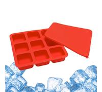 Vassoi Cubetti Di Ghiaccio Per Congelatore - Stampo In Silicone A 9 Cavità Con Facile Rilascio E Coperchio - Stampo Per Cubetti Di Ghiaccio Quadrati,per Cocktail Whisky Caffè Campeggio Cioccolato Cara