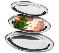 Vassoi da Portata Acciaio Inox Set 3 Pezzi Vassoio Ovale Antipasti Aperitivo