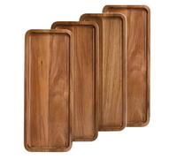 Vassoi da portata in legno, 29 x 10 cm, vassoio rettangolare per frutta, antipasti, pane, per evitare scivolamenti e fuoriuscite di cibo (4)