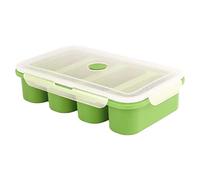 Vassoi del congelatore in silicone, vassoio per cubetti di ghiaccio di zuppa, stampi per contenitori gelidi con coperchio 4 cubi per pasto di (verde)