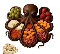 Vassoi Di Servizio Alimenti - Vassoio Salumi Octopus in Legno con Scomparti,Presentazione Buongustai Antipasti Formaggi Frutti Di Mare Salumi Carni
