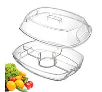 Vassoi di servizio freddo per feste, di servizio refrigerato con 4 scomparti e coperchio - vassoio divisa frutta | per pic-nic, dessert verdure insalata frutti di mare