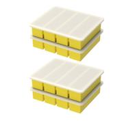 Vassoi for congelatore in silicone da 4 pezzi con coperchio Stampi for zuppa flessibili Vassoio a rilascio facile Cubo di ghiaccio multiuso(Yellow)