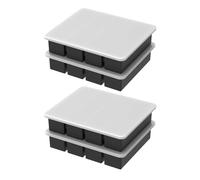 Vassoi for congelatore in silicone da 4 pezzi con coperchio Stampi for zuppa flessibili Vassoio a rilascio facile Cubo di ghiaccio multiuso(Black)