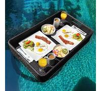 Vassoi galleggianti, vassoi rettangolari galleggianti, tavolo e bar per adulti, elegante vassoio per la colazione sull'acqua, barra galleggiante per piscina (nero)