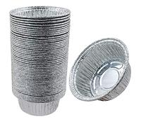 Vassoi in alluminio rotondi per grigliate Teglia da forno in alluminio, 50 pezzi, vassoi in alluminio usa e getta, vassoi per torte, per cottura piccoli contenitori 12 x 10 cm, 4 cm 250 ml