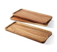 Vassoi in legno, 30 x 12 cm, set da 3 vassoi decorativi in legno di acacia, vassoio da portata piccolo in legno, decorazione rettangolare, per dessert cosmetici, candele
