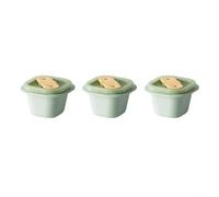 Vassoi per alimenti per bambini con coperchi e manici, confezione da 3 cubetti di ghiaccio in silicone per puree e ghiaccioli, contenitori a tenuta stagna per lo svezzamento, verde 6. per 4 x 4,4 cm