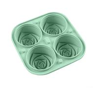 Vassoi per cubetti di ghiaccio 3D a forma di rosa, per divertirsi e divertirsi, 4 bellissimi cubetti di ghiaccio a forma di fiore (verde)