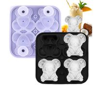 Vassoi per ghiaccio in silicone | Stampi per ghiaccio in silicone 3D a forma di koala, riutilizzabili a 4 griglie, strumento di rilascio facile, gadget da cucina per whisky, cocktail, birra, bourbon