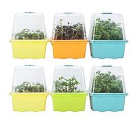 Vassoi per Microverde LUVCSOY con Coperchio, Kit di Germinazione con Cupola per Umidità e Fori da 3 mm, Senza BPA, per Semi Grandi Come Girasole e Piselli Verdi - Confezione da 6