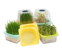 Vassoi per Microverde LUVCSOY con Coperchio, Kit di Germinazione con Cupola per Umidità e Fori da 3 mm, Senza BPA, per Semi Grandi Come Girasole e Piselli Verdi - Confezione da 6