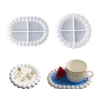 Vassoi per Stampi in Silicone a Bolle, Sottobicchiere in Silicone Stampi in Resina Epossidica per Stampaggio in Calcestruzzo per Sottobicchieri Portacandele (ovale+cerchio)