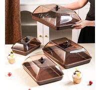 Vassoi rettangolari in plastica multiuso con coperchi antipolvere, infrangibili, riutilizzabili per frutta/dessert/spuntino/torte, adatti per festival, matrimoni, feste e banchetti Pallet-XL,Vassoio-S