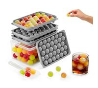 Vassoi rotondi per cubetti di ghiaccio con coperchio e contenitore per il ghiaccio, stampo per cubetti di ghiaccio a sfera 3 x 32 pezzi 2 cm mini vassoio per cubetti di ghiaccio per congelatore