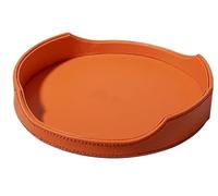 Vassoi. Vassoio da comodino in pelle con scatola di dadi, portachiavi, porta monete, orologi e caramelle, vassoio decorativo for il trucco, organizer da scrivania(Orange)