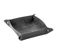 Vassoi. Vassoio porta monete in pelle italiana Hide & Drink for tavolino, portachiavi, cellulare, comodino o cassettiera.(Grey)