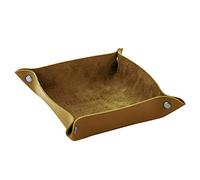 Vassoi. Vassoio porta monete in pelle italiana Hide & Drink for tavolino, portachiavi, cellulare, comodino o cassettiera.(Beige)