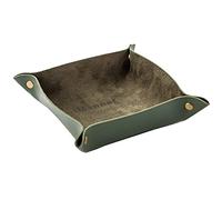 Vassoi. Vassoio porta monete in pelle italiana Hide & Drink for tavolino, portachiavi, cellulare, comodino o cassettiera.(Green)