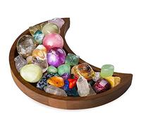 Vassoio a Forma di Luna - Mostra i tuoi cristalli e le tue pietre curative - 25.4 x 12.7 cm Ciotole di Legno Rustico, Piatto Decorativo Moderno per Cristalli Pietre - Crescent Moon Tray Crystal Holder