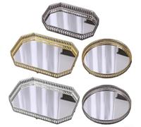 Vassoio a specchio da toeletta, vassoio in metallo, vassoio decorativo per bar, ristorante, casa, vassoi da portata per compleanni, Natale, matrimoni, anniversari (D)