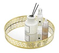 Vassoio a Specchio Rotondo Decorativo Porta Profumi e Portaoggetti per Bagno