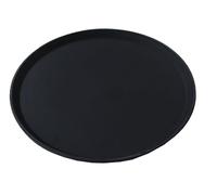 Vassoio Antiscivolo da Bar Rotondo grande 41 cm Superficie Gommata Professionale Nero per Servizio Tavoli in Polipropilene Alta Resistenza per Servire Bevande drink colazione in Sicurezza