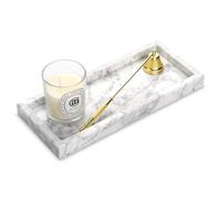 Vassoio Bagno Marmo Naturale Bianco Carrara Portaoggetti Svuotatasche Vassoio Organizer Rettangolare Cucina Candele Sapone Profumo Chiavi Gioielli Shampoo Piante Cosmetici 30 x 13 x 3 cm