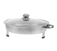 Vassoio Buffet in Acciaio Inox con Coperchio, Supporto a Gambe | Argento, Vetro e Acciaio Inossidabile, per Brunch e Banchetti, Conserva Snack e Cibi con Ordine