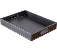 Vassoio Caffe Vassoio Rettangolare in Pelle Pu Vassoio Portaoggetti da Tavolo Vassoio Nero Semplice E alla Moda con Manico Organizer Bagno