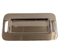 VASSOIO CENTROTAVOLA IN CERAMICA SMALTATA ARGENTO A SPECCHIO CM 37 X 20