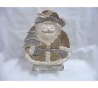 Vassoio Centrotavola Natalizio in Ceramica Beige Forma Babbo Natale 27 cm Regalo
