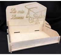 VASSOIO CESTO LEGNO PORTA BOMBONIERE CONFETTATA INCISO LASER TOCCO LA MIA LAUREA