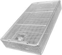 Vassoio Chirurgico Medico Cestello di Sterilizzazione per Strumenti Chirurgici in Acciaio Inossidabile 304 con Coperchio Cestello Perforato in Rete Cestello di Sterilizzazi, 45x25cm/17.7x9.8in