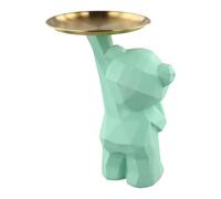Vassoio compatto in resina a forma di orso costruito con proporzioni geometriche per uno stoccaggio efficiente di piccoli oggetti e un posizionamento decorativo (verde chiaro)