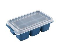 Vassoio compatto per cubetti di ghiaccio con coperchio per congelatore, polipropilene per uso alimentare, facile da pulire, design impilabile, morbido e resistente, blu scuro, soluzione salvaspazio
