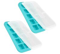 Vassoio congelatore in silicone da 2/3 pezzi con coperchio - Contenitore for alimenti for zuppe, brodo, cubetti di ghiaccio, preparazione dei pasti(10-grid 2pcs)