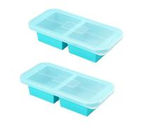 Vassoio congelatore in silicone da 2/3 pezzi con coperchio - Contenitore for alimenti for zuppe, brodo, cubetti di ghiaccio, preparazione dei pasti(2-grid 2pcs)